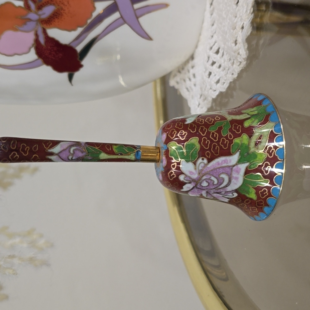 Vintage Cloisonné Enamel Brass Bell